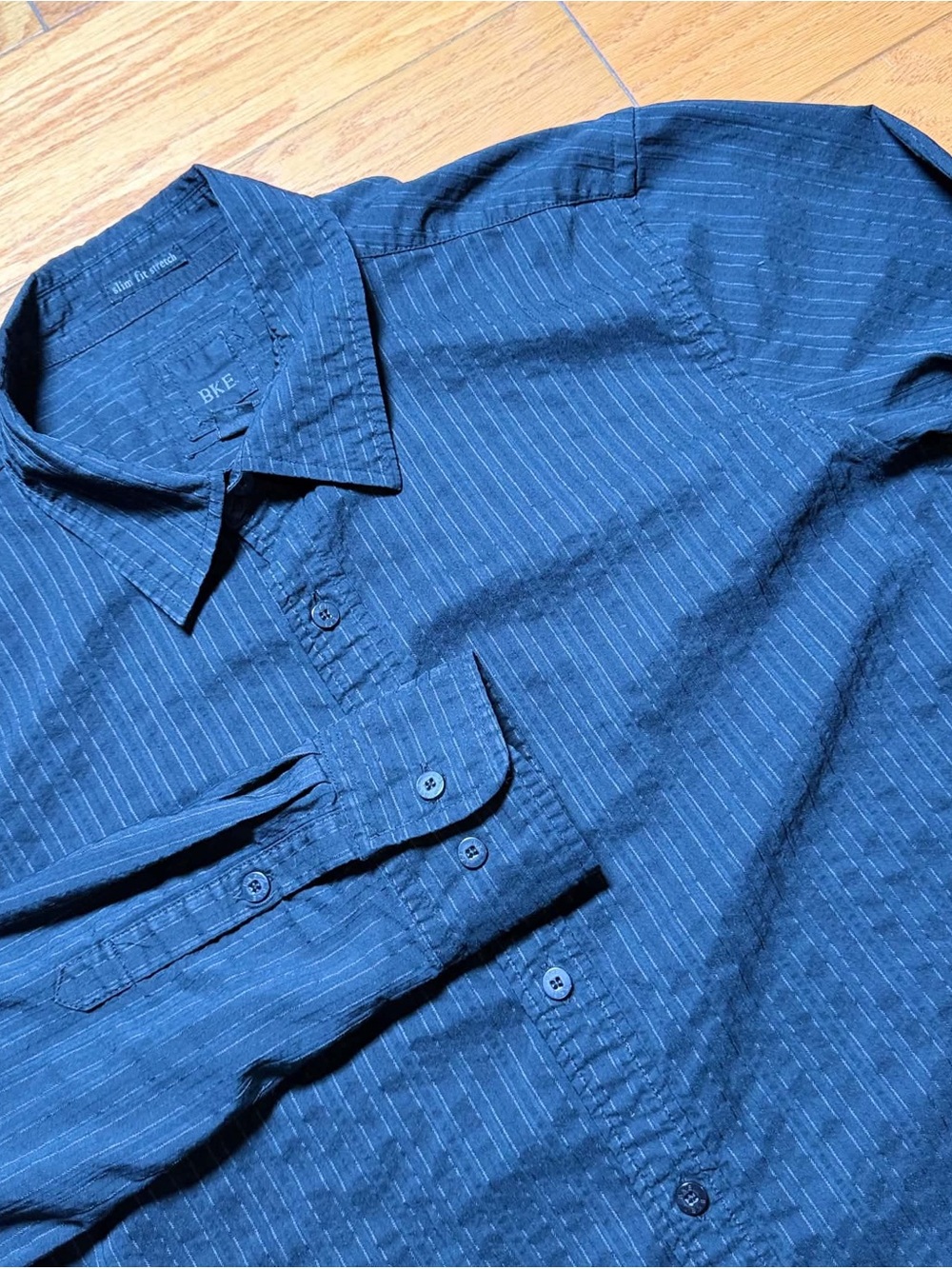 BKE Men's Black Pinstripe Button-Down Shirt